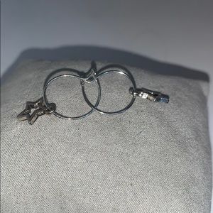 Silver star small hoop earrings